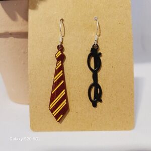 Handmade Tie and Glasses Dangle Drop Earrings NEW Women's 2 Inches Gifts‎ Quirky
